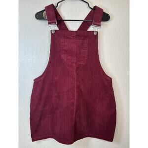 Justify Juniors Red Corduroy Jumper Overall Dress‎ Size XL 100% Cotton Mini